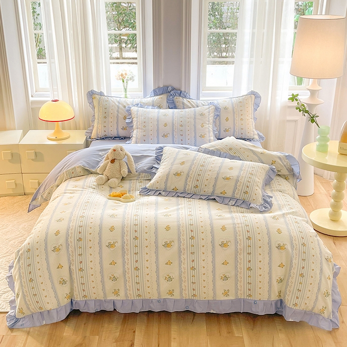 91家纺网 家纺一手货源 找家纺 美达家纺 2025新款韩版全棉四件套单品系列 床裙款四件套 香榭丽舍