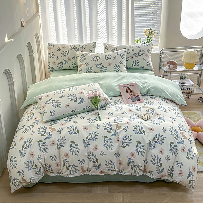 91家纺网 家纺一手货源 找家纺 潮邦创意家居 2025新款全棉13070多风格纯棉四件套-花卉小清新系列 轻纱曼舞