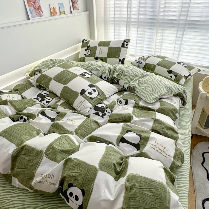 91家纺网 家纺一手货源 找家纺 潮邦创意家居 2025新款全棉13070多风格纯棉四件套-卡通系列 熊猫胖达