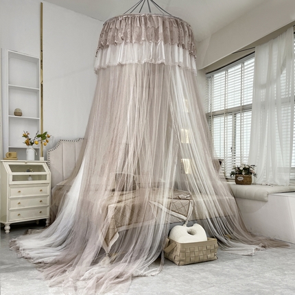 91家纺网 家纺一手货源 找家纺 (总) 夏彩 新款88566双层纱遮光顶吊顶蚊帐