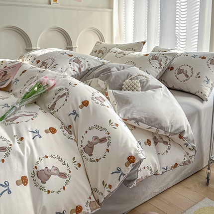 91家纺网 家纺一手货源 找家纺 潮邦创意家居 2025新款全棉13070多风格纯棉四件套 比菲兔