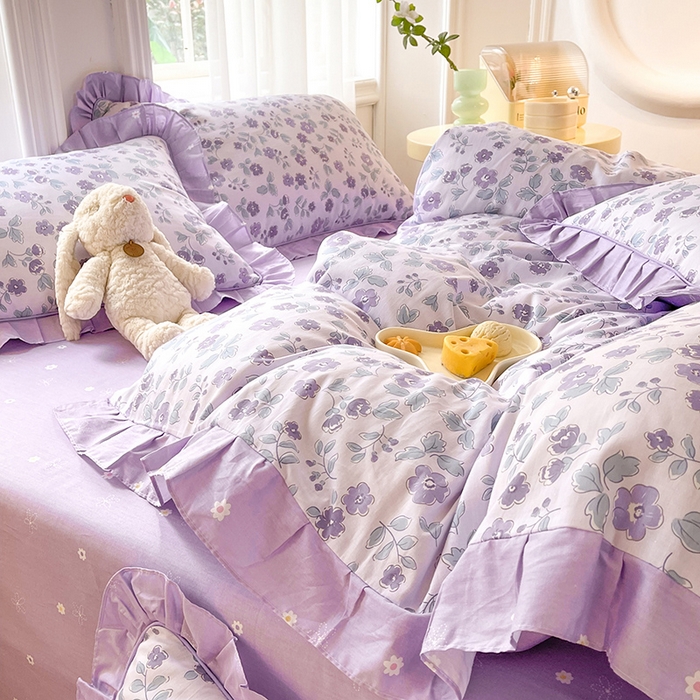 91家纺网 家纺一手货源 找家纺 美达 2025新款韩版全棉四件套单品系列-床裙四件套 香季