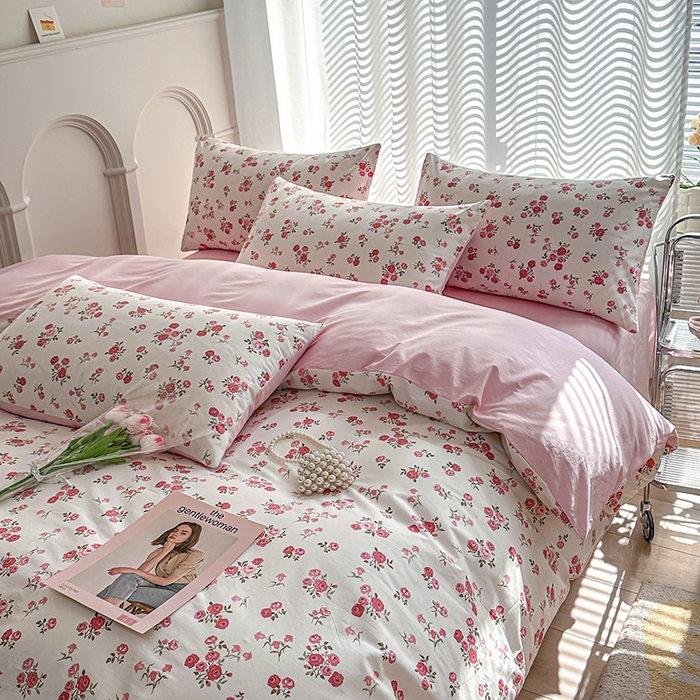 91家纺网 家纺一手货源 找家纺 潮邦创意家居 2025新款全棉13070多风格纯棉四件套-花卉小清新系列 花枝招展