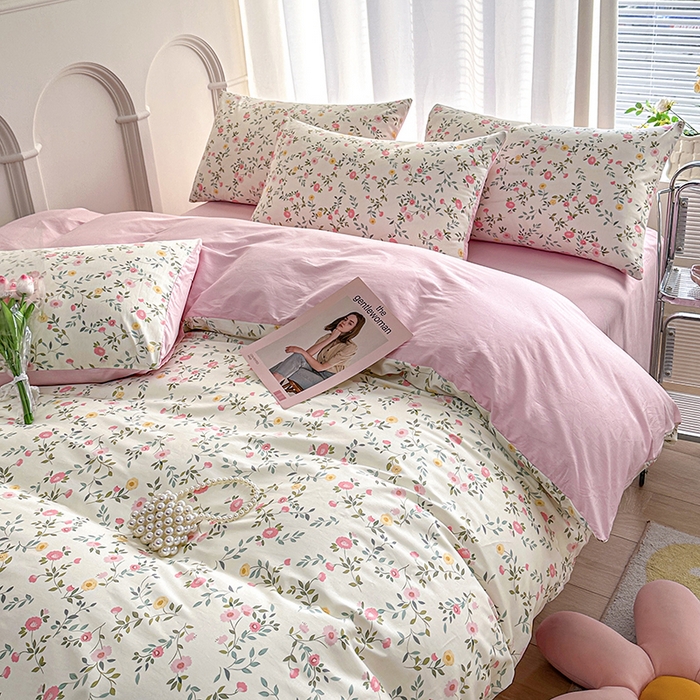 91家纺网 家纺一手货源 找家纺 潮邦创意家居 2025新款全棉13070多风格纯棉四件套-花卉小清新系列 细雨碎