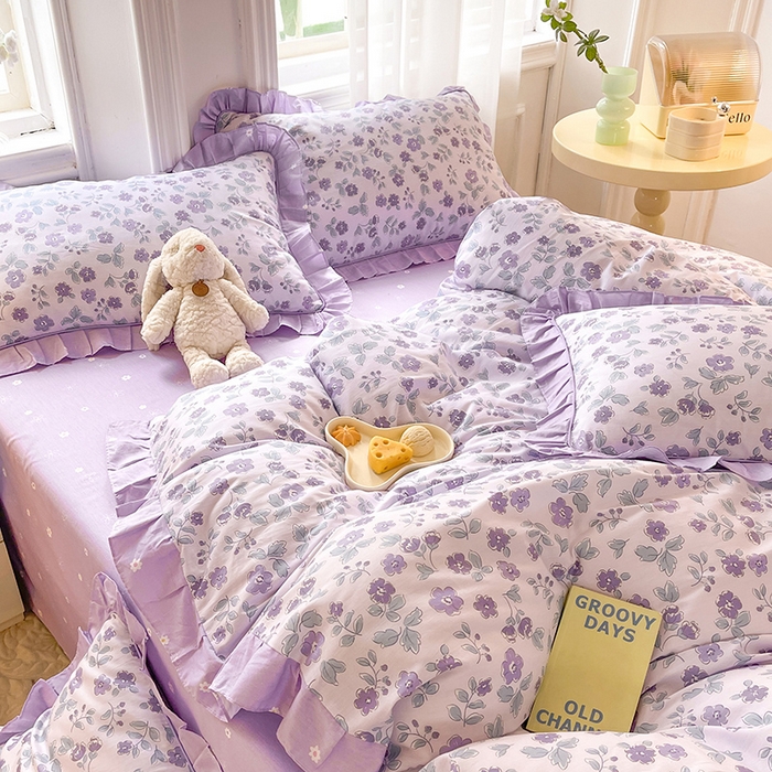 91家纺网 家纺一手货源 找家纺 美达 2025新款韩版全棉四件套单品系列-床裙四件套 香季