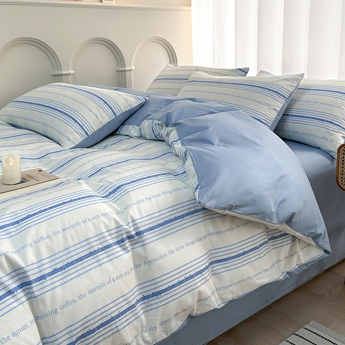 91家纺网 家纺一手货源 找家纺 潮邦创意家居 2025新款全棉13070多风格纯棉四件套 自由线条