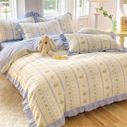 91家纺网 家纺一手货源 找家纺 （总）美达 2025新款韩版全棉四件套单品系列-床裙四件套