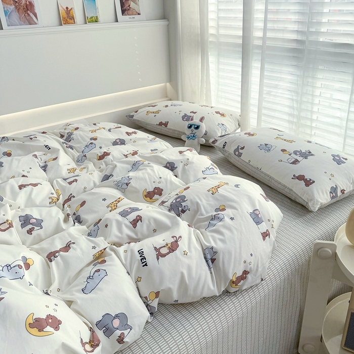 91家纺网 家纺一手货源 找家纺 潮邦创意家居 2025新款全棉13070多风格纯棉四件套-卡通系列 告白气球