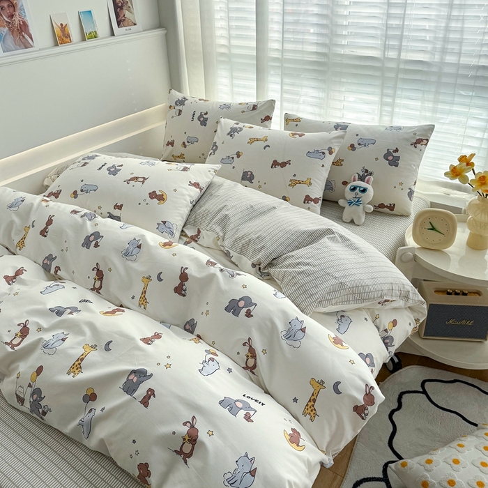 91家纺网 家纺一手货源 找家纺 潮邦创意家居 2025新款全棉13070多风格纯棉四件套-卡通系列 告白气球