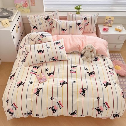 柠馨 2024新款全棉13376乖萌系列四件套（第六批） 爪爪狗