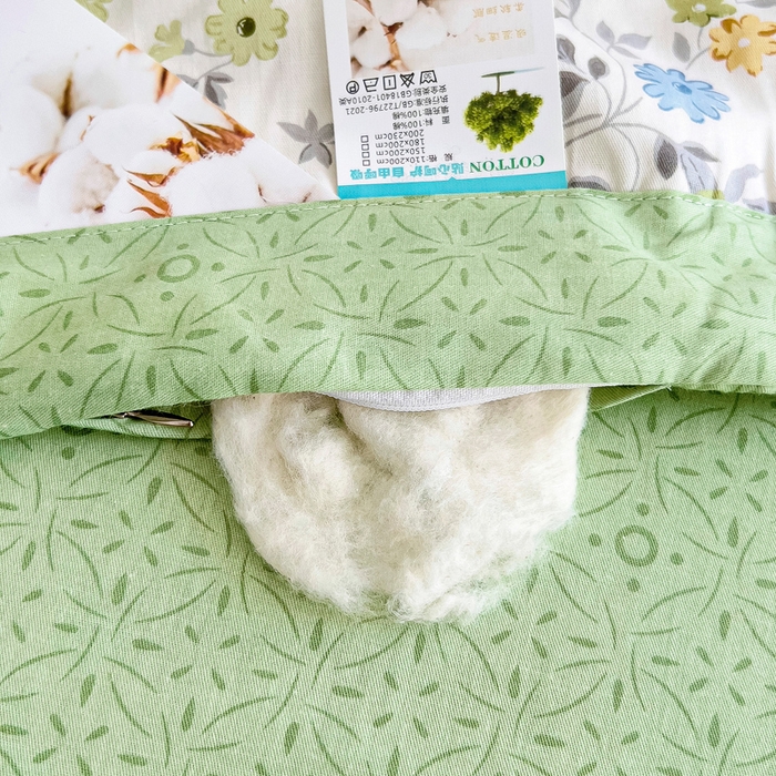 91家纺网 家纺一手货源 找家纺 鑫棉坊 2024新款新疆棉全棉印花棉花夏被 斐叶花影-绿