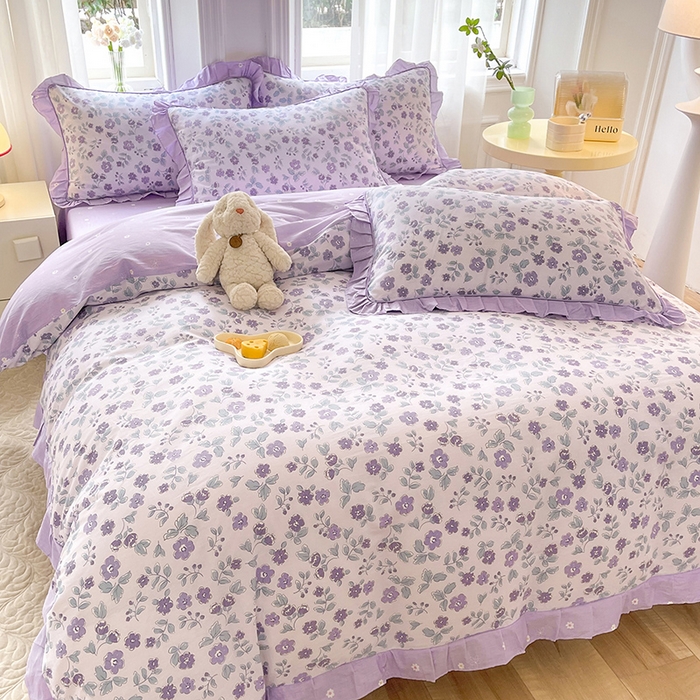 91家纺网 家纺一手货源 找家纺 美达家纺 2025新款韩版全棉四件套单品系列 床单款四件套 香季