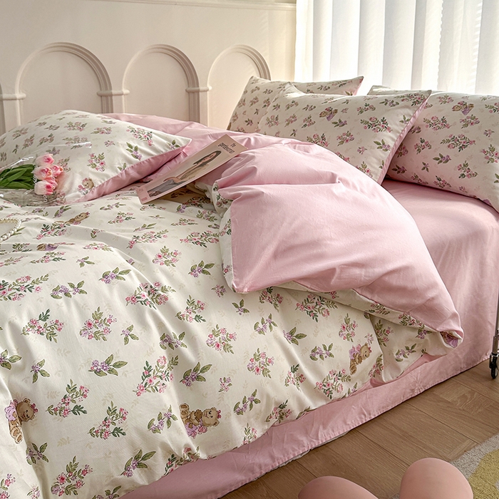 91家纺网 家纺一手货源 找家纺 潮邦创意家居 2025新款全棉13070多风格纯棉四件套-花卉小清新系列 花萃清风