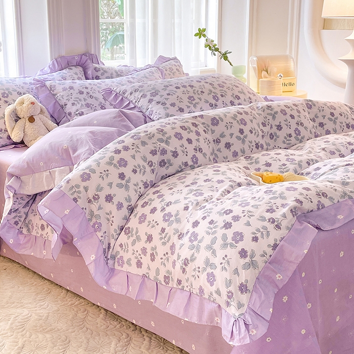 91家纺网 家纺一手货源 找家纺 美达 2025新款韩版全棉四件套单品系列-床裙四件套 香季