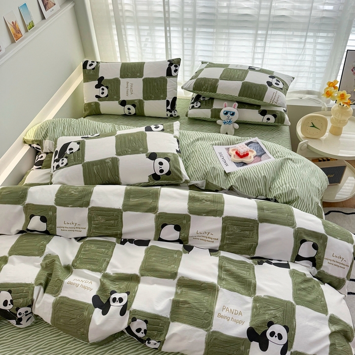 91家纺网 家纺一手货源 找家纺 潮邦创意家居 2025新款全棉13070多风格纯棉四件套-卡通系列 熊猫胖达