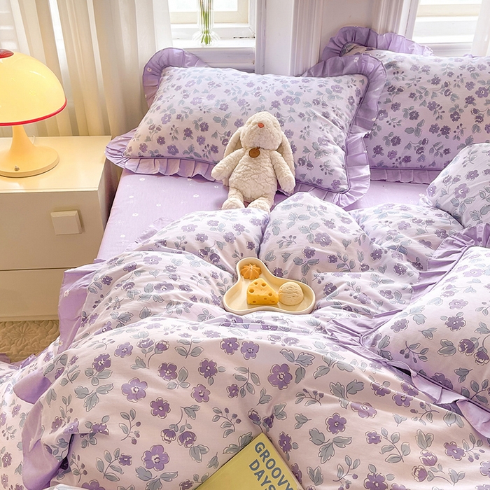 91家纺网 家纺一手货源 找家纺 美达 2025新款韩版全棉四件套单品系列-床裙四件套 香季