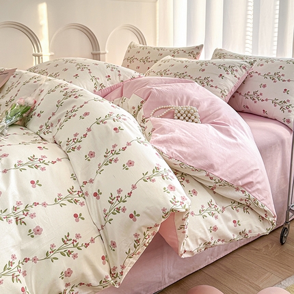 潮邦创意家居 2025新款全棉13070多风格纯棉四件套-花卉小清新系列 兰香入梦