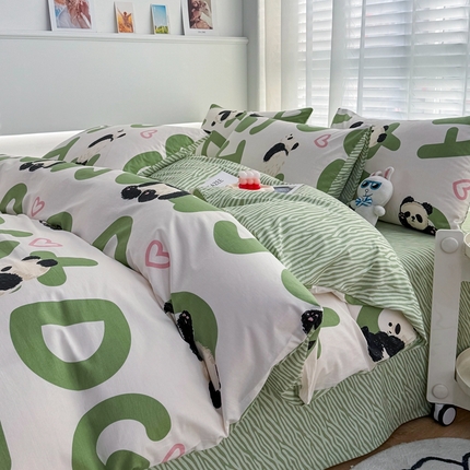 91家纺网 家纺一手货源 找家纺 潮邦创意家居 2025新款全棉13070多风格纯棉四件套 米兜熊猫
