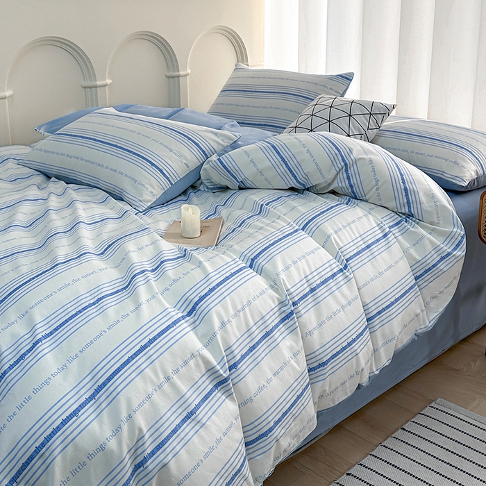 91家纺网 家纺一手货源 找家纺 潮邦创意家居 2025新款全棉13070多风格纯棉四件套 自由线条