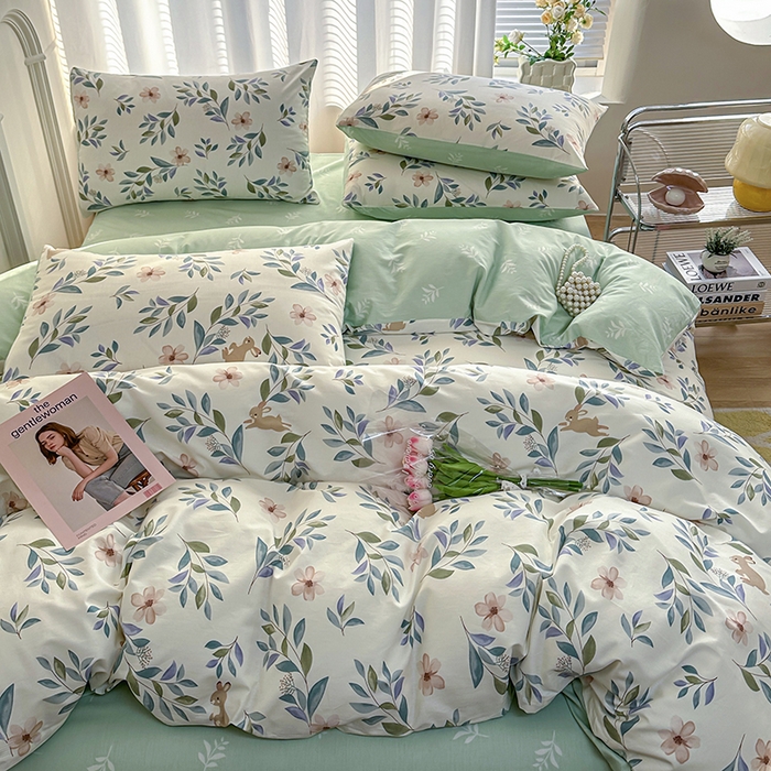 91家纺网 家纺一手货源 找家纺 潮邦创意家居 2025新款全棉13070多风格纯棉四件套-花卉小清新系列 轻纱曼舞