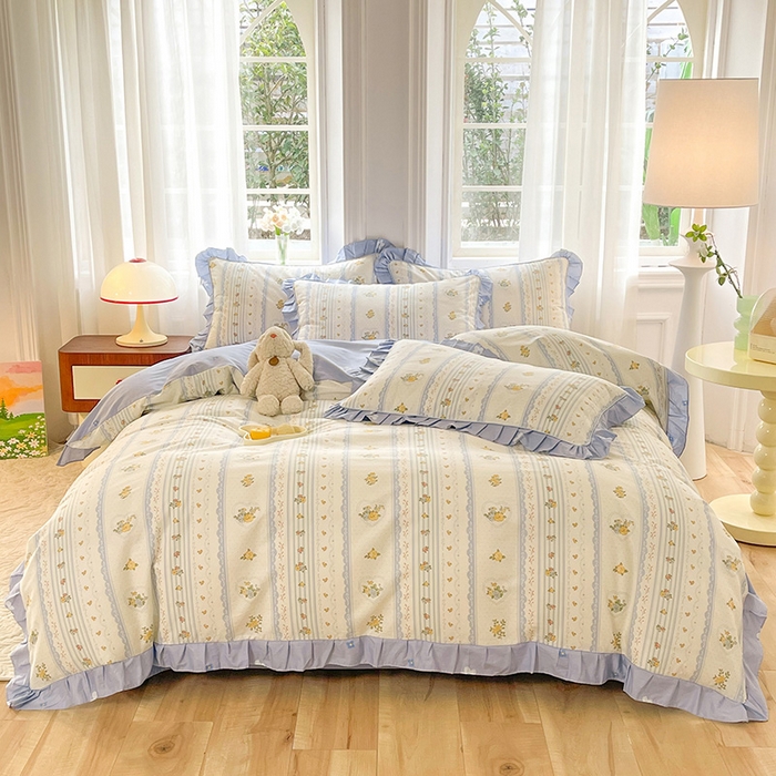 91家纺网 家纺一手货源 找家纺 美达家纺 2025新款韩版全棉四件套单品系列 床裙款四件套 香榭丽舍