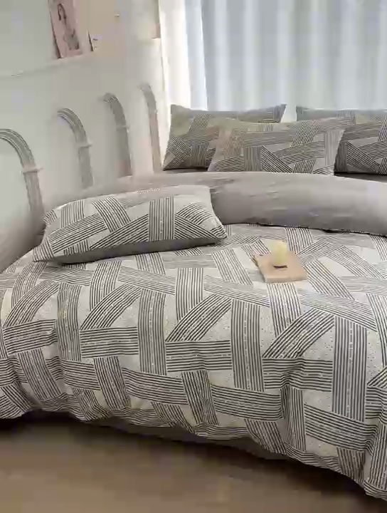 91家纺网 家纺一手货源 找家纺 （总）潮邦创意家居 2025新款全棉13070多风格纯棉四件套-简约条格系列