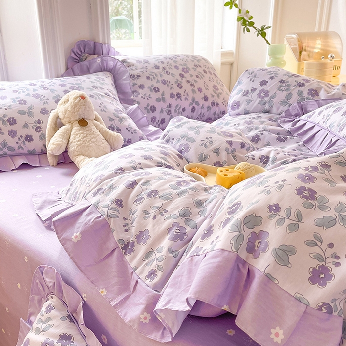 91家纺网 家纺一手货源 找家纺 美达 2025新款韩版全棉四件套单品系列-床裙四件套 香季