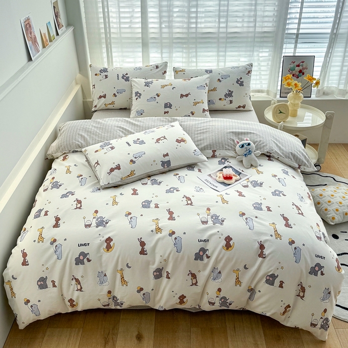 91家纺网 家纺一手货源 找家纺 潮邦创意家居 2025新款全棉13070多风格纯棉四件套 告白气球