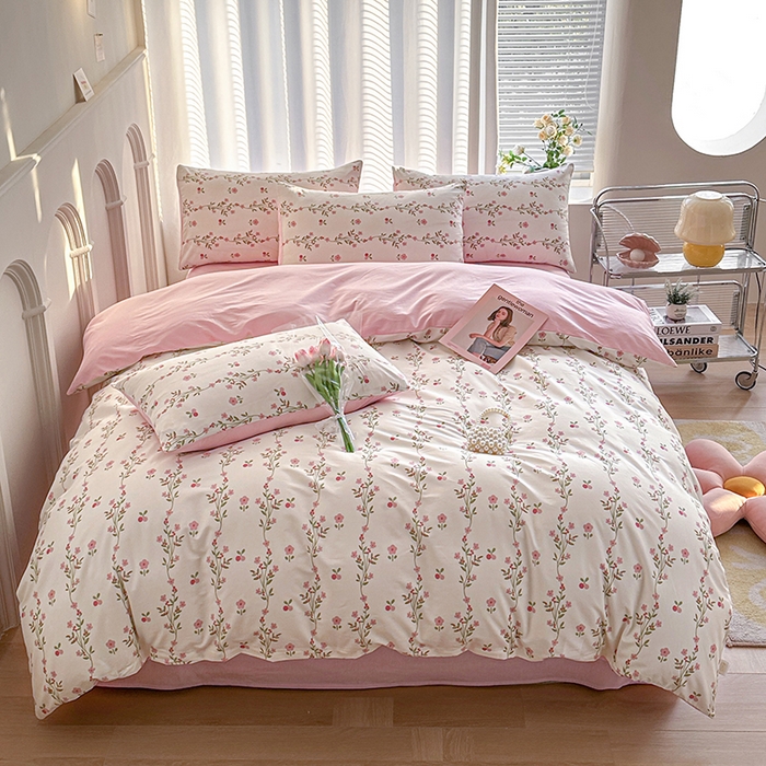 91家纺网 家纺一手货源 找家纺 潮邦创意家居 2025新款全棉13070多风格纯棉四件套-花卉小清新系列 兰香入梦