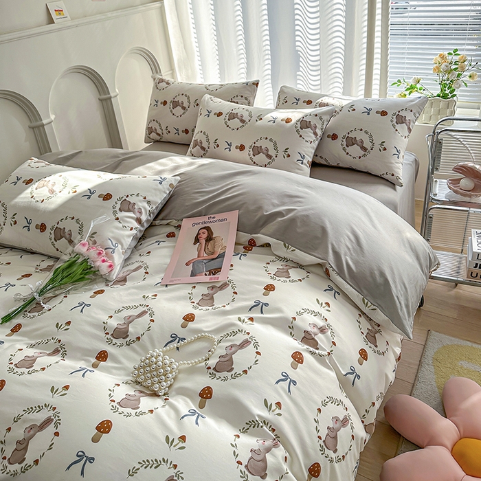 91家纺网 家纺一手货源 找家纺 潮邦创意家居 2025新款全棉13070多风格纯棉四件套 比菲兔