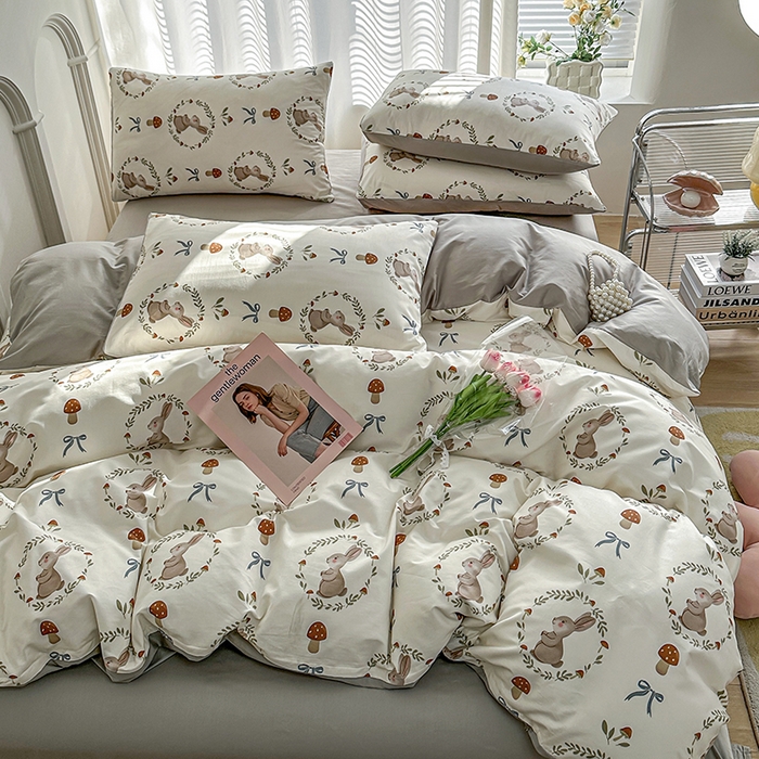 91家纺网 家纺一手货源 找家纺 潮邦创意家居 2025新款全棉13070多风格纯棉四件套 比菲兔