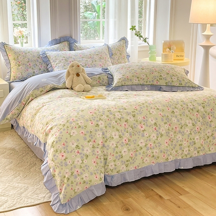 91家纺网 家纺一手货源 找家纺 （总）美达家纺 2025新款韩版全棉四件套单品系列 床裙款四件套