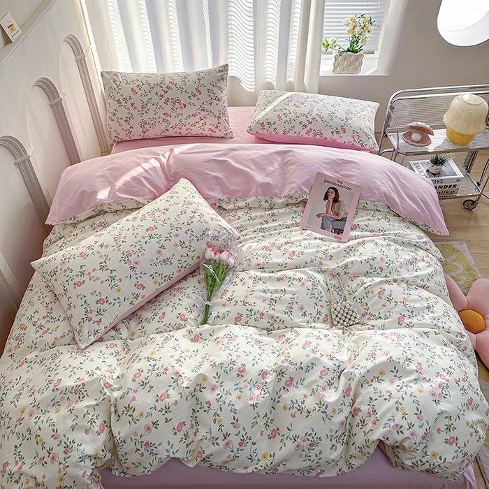 91家纺网 家纺一手货源 找家纺 潮邦创意家居 2025新款全棉13070多风格纯棉四件套-花卉小清新系列 细雨碎