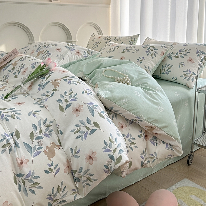 91家纺网 家纺一手货源 找家纺 潮邦创意家居 2025新款全棉13070多风格纯棉四件套-花卉小清新系列 轻纱曼舞