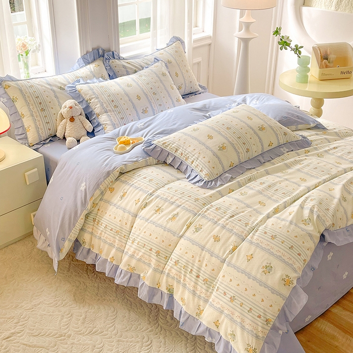 91家纺网 家纺一手货源 找家纺 美达家纺 2025新款韩版全棉四件套单品系列 床裙款四件套 香榭丽舍