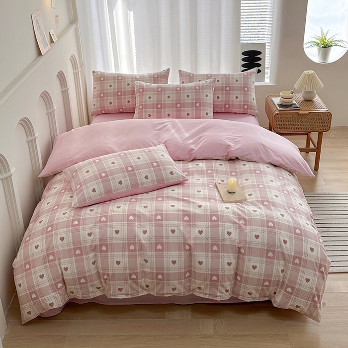 91家纺网 家纺一手货源 找家纺 潮邦创意家居 2025新款全棉13070多风格纯棉四件套 美菱格 粉