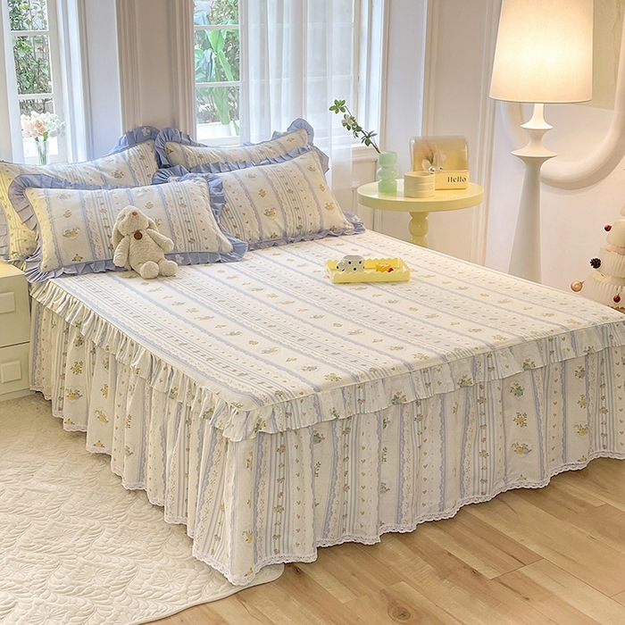 91家纺网 家纺一手货源 找家纺 美达 2025新款韩版全棉四件套单品系列-单床裙 香榭丽舍