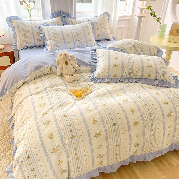 91家纺网 家纺一手货源 找家纺 美达家纺 2025新款韩版全棉四件套单品系列 床裙款四件套 香榭丽舍