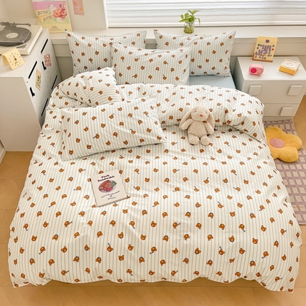 91家纺网 家纺一手货源 找家纺 柠馨 2024新款全棉13376乖萌系列四件套（第六批） 小熊先生