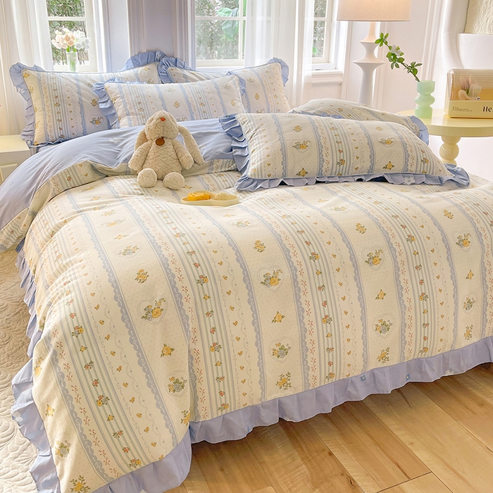 91家纺网 家纺一手货源 找家纺 美达家纺 2025新款韩版全棉四件套单品系列 床裙款四件套 香榭丽舍