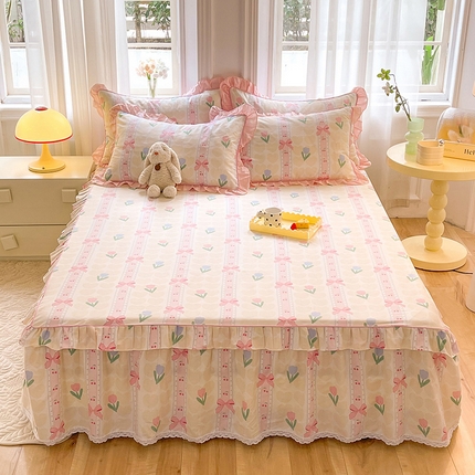 91家纺网 家纺一手货源 找家纺 （总）美达 2025新款韩版全棉四件套单品系列-单床裙