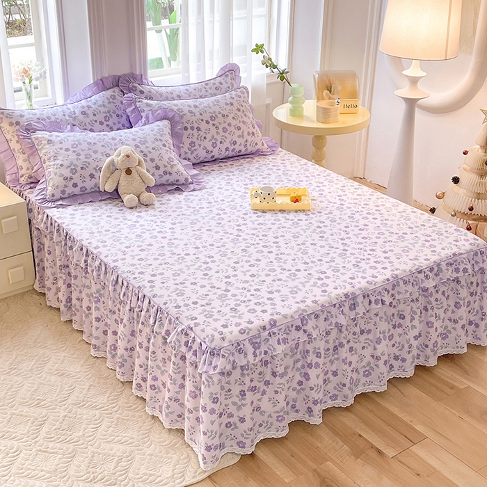 91家纺网 家纺一手货源 找家纺 美达 2025新款韩版全棉四件套单品系列-单床裙 香季