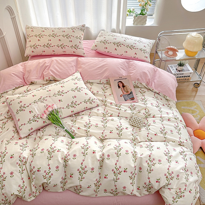 91家纺网 家纺一手货源 找家纺 潮邦创意家居 2025新款全棉13070多风格纯棉四件套-花卉小清新系列 兰香入梦