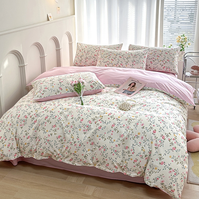 91家纺网 家纺一手货源 找家纺 潮邦创意家居 2025新款全棉13070多风格纯棉四件套-花卉小清新系列 细雨碎