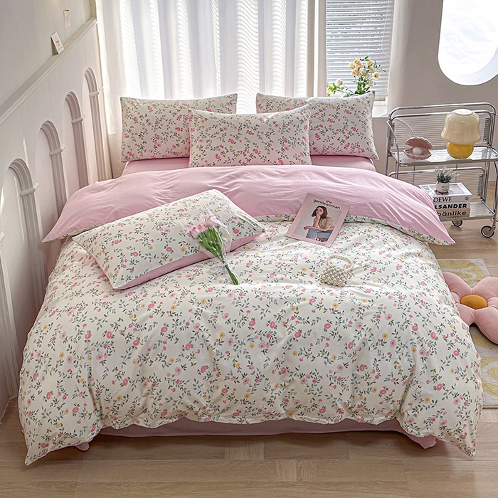 91家纺网 家纺一手货源 找家纺 潮邦创意家居 2025新款全棉13070多风格纯棉四件套-花卉小清新系列 细雨碎