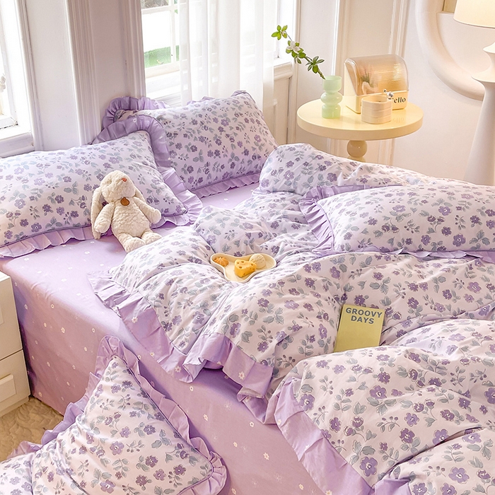 91家纺网 家纺一手货源 找家纺 美达 2025新款韩版全棉四件套单品系列-床裙四件套 香季