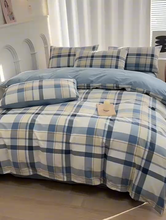 91家纺网 家纺一手货源 找家纺 潮邦创意家居 2025新款全棉13070多风格纯棉四件套-简约条格系列 香格里拉