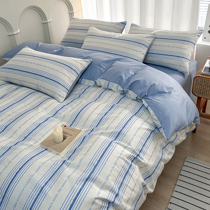 91家纺网 家纺一手货源 找家纺 潮邦创意家居 2025新款全棉13070多风格纯棉四件套 自由线条