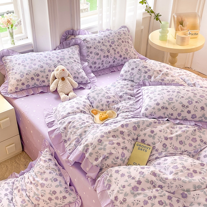 91家纺网 家纺一手货源 找家纺 美达 2025新款韩版全棉四件套单品系列-床裙四件套 香季