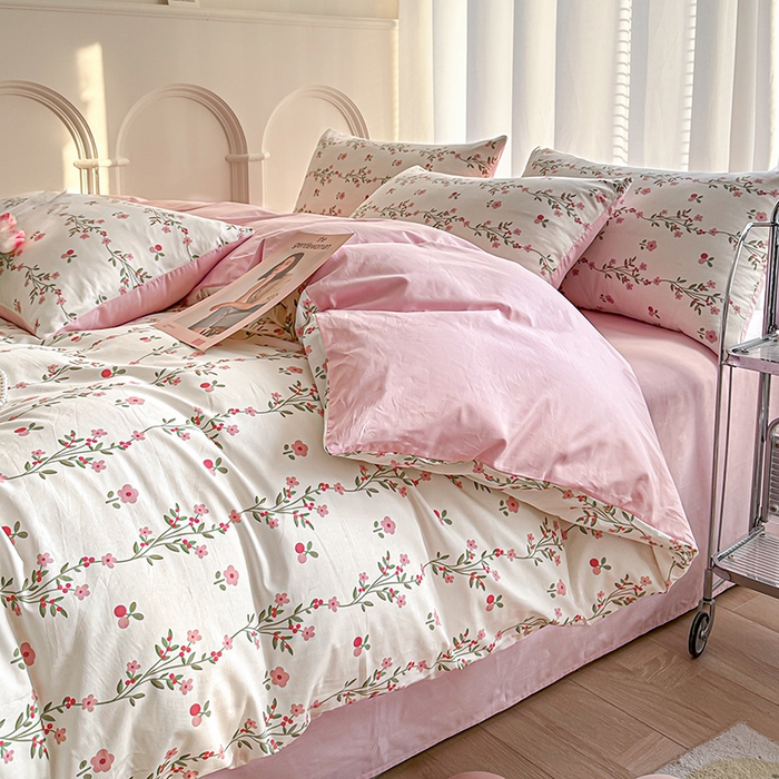 91家纺网 家纺一手货源 找家纺 潮邦创意家居 2025新款全棉13070多风格纯棉四件套-花卉小清新系列 兰香入梦